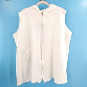 White sleeveless hooded beach cover 2XL